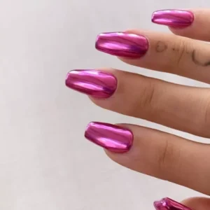 Magenta Chrome Nails
