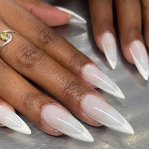 Milky White French Stiletto Nails