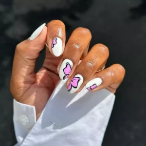 White Butterfly Nails 