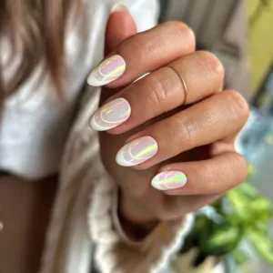 White Chrome Double French Mani