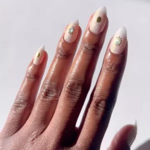 White Gemstone Nails 