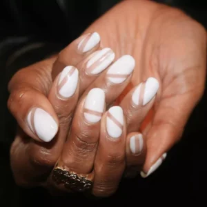 White Negative Space Stripe Nails 